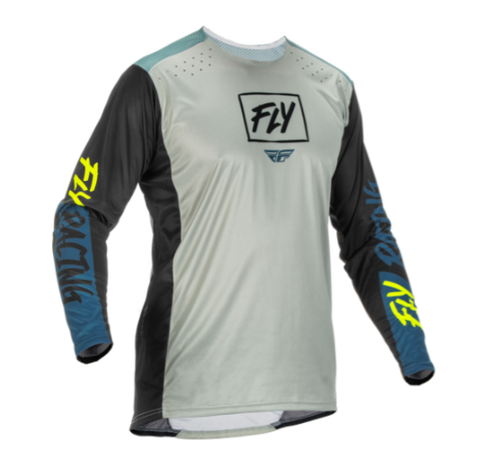Джерси FLY RACING LITE (2022) серый/бирюзовый/желтый, L pitbikemarket.ru