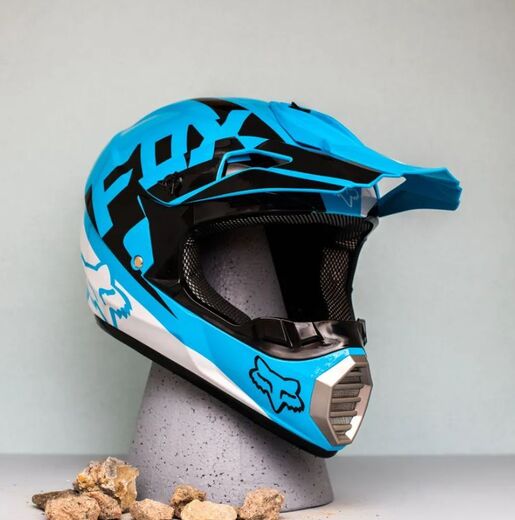 Шлем кроссовый FOX XD1 Голубо-бело-черный, M pitbikemarket.ru