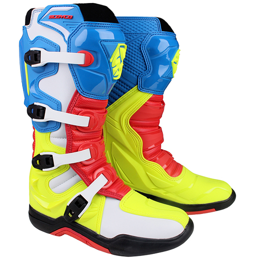 Мотоботы Scoyco MBM003 высокие синий/красный/желтый 45 pitbikemarket.ru