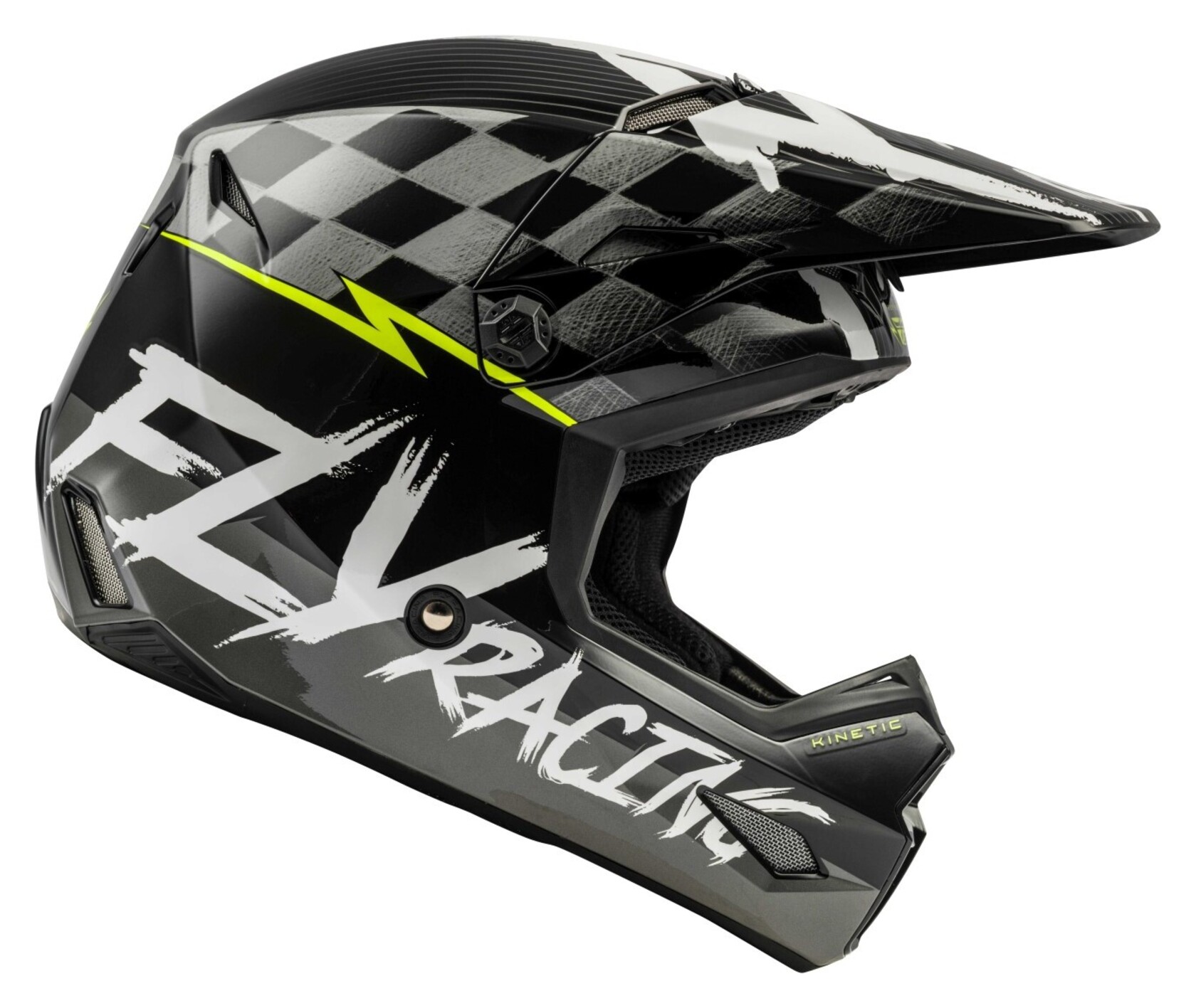 Шлем детский (кроссовый) FLY RACING KINETIC SKETCH ECE черный/белый/Hi-Vis желтый матовый   YL-1